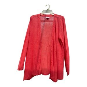 J Jill Women’s Love Linen Collection Red Cardigan 100% Linen Size Medium